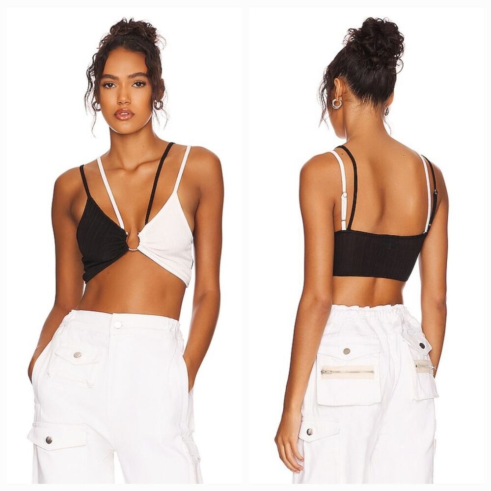 Superdown Paulina Strappy Top in Black & White Medium